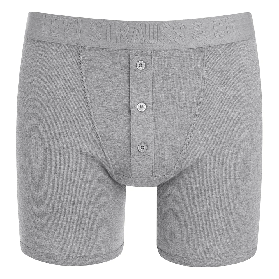 Levi's Men's Long Button Boxers - Grey - S - Grijs Afbeelding 1