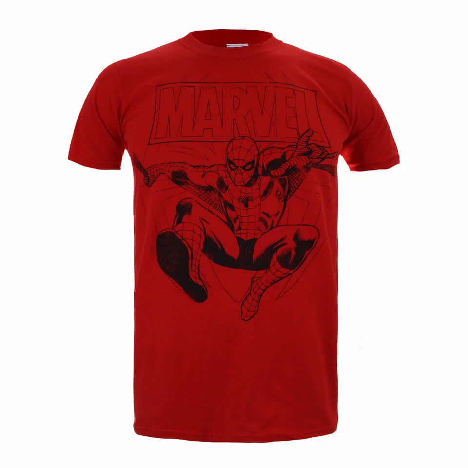 Marvel Spiderman Lines Heren T-Shirt - Rood - S - Rood Afbeelding 1