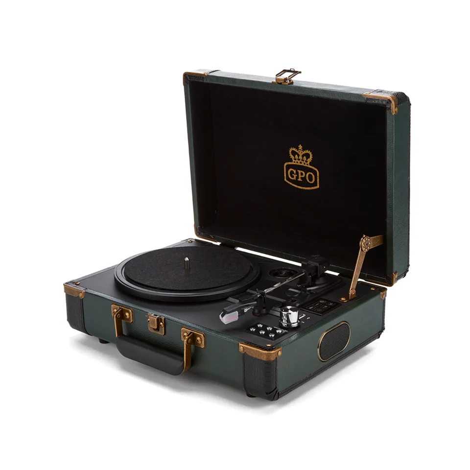 GPO Retro Ambassador Brief Case Turntable - Green/Black Afbeelding 1