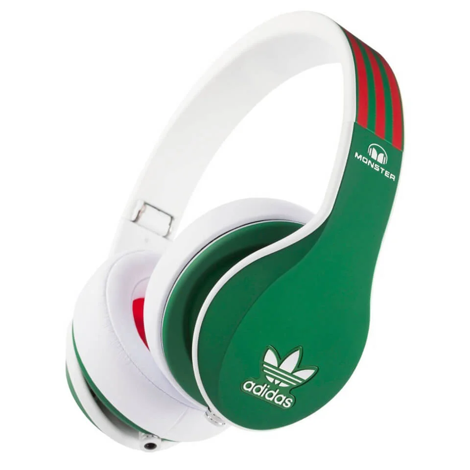 adidas Originals by Monster Headphones (3-Button Control Talk & Passive Noise Cancellation) - Green/Red/White Afbeelding 1