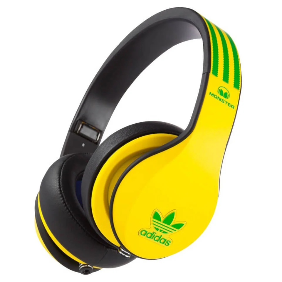 adidas Originals by Monster Headphones (3-Button Control Talk & Passive Noise Cancellation) - Yellow/Green/Black Afbeelding 1