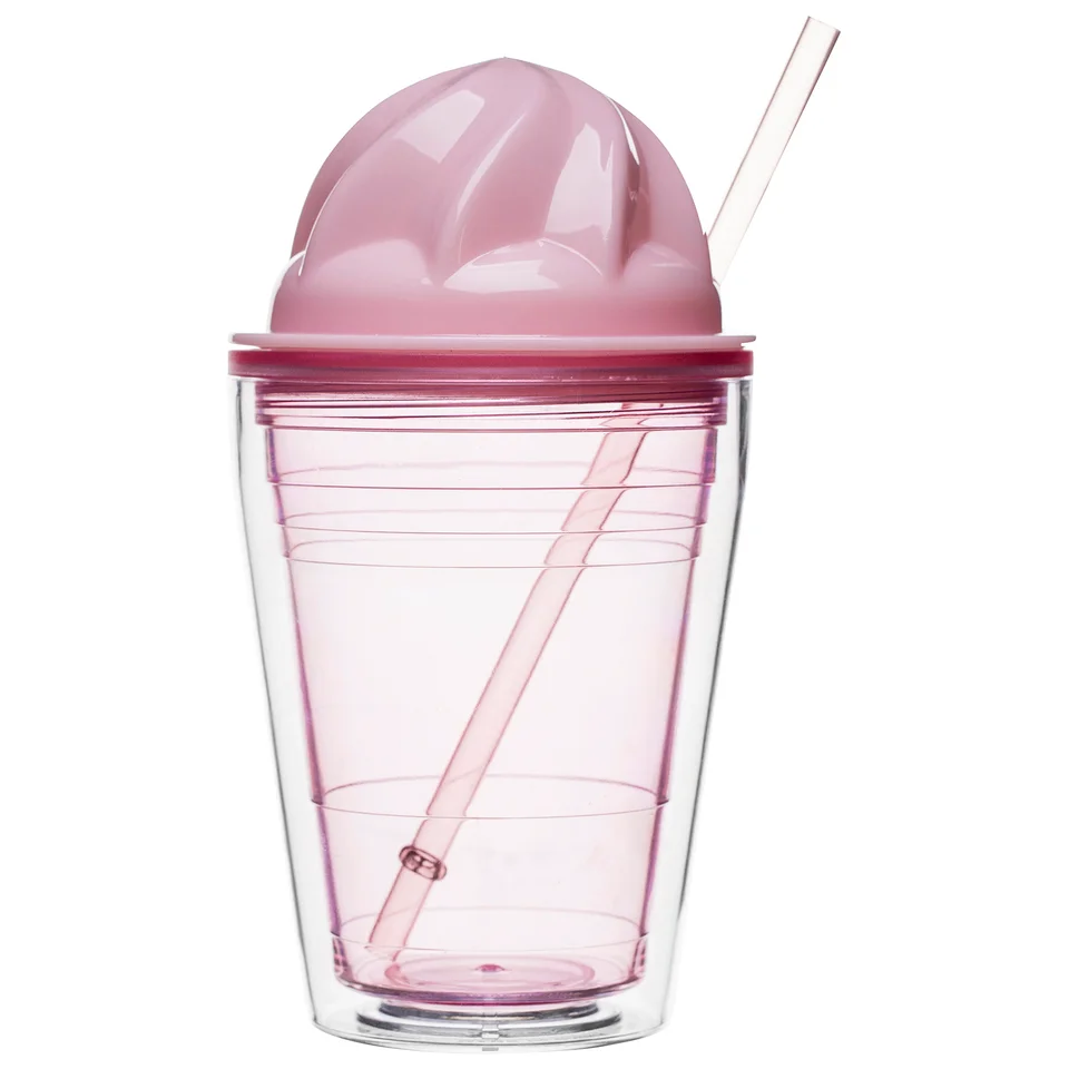 Sagaform Sweet Plastic Milkshake Cup 350ml - Pink Afbeelding 1