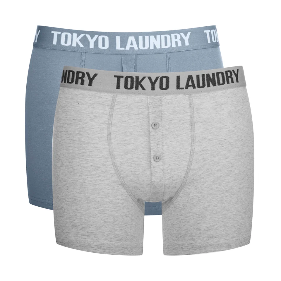 Tokyo Laundry Men's 2-Pack Port Douglas Boxers - Ashley Blue/Ice Grey Marl - S - Blue/Grey Afbeelding 1