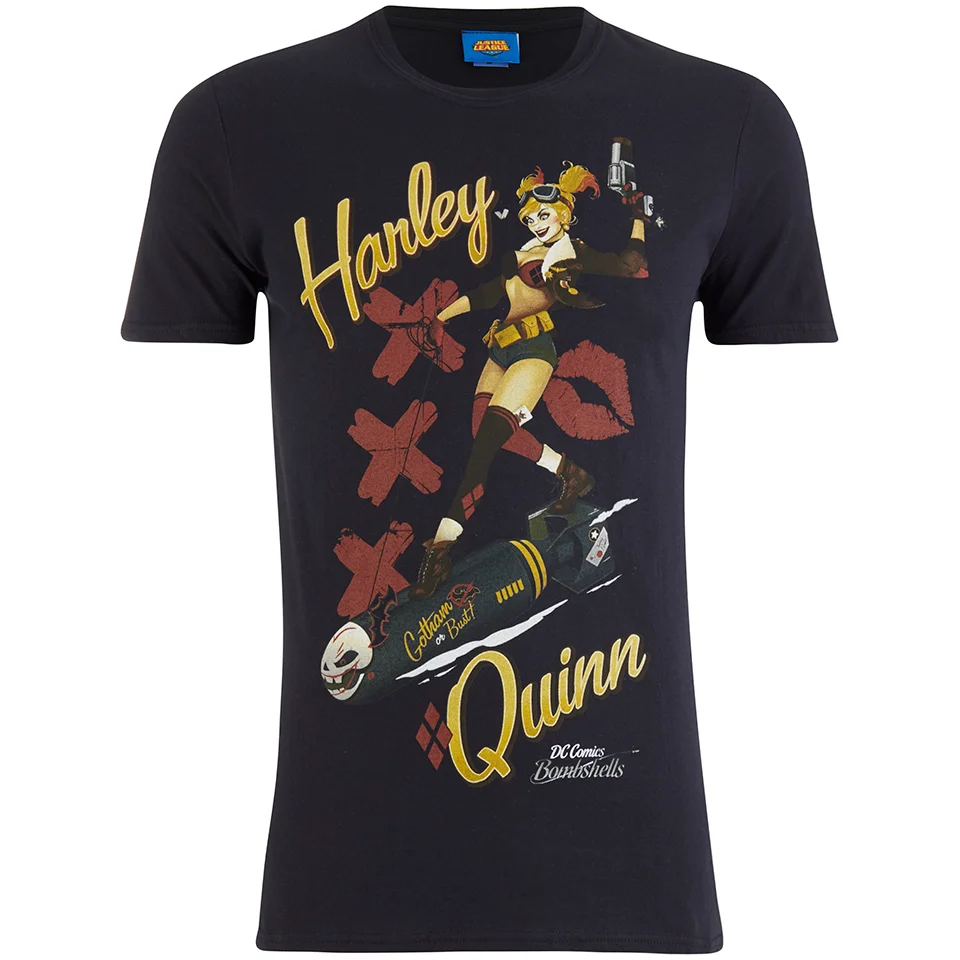 DC Bombshells Harley Quinn Heren T-Shirt - Zwart - S - Zwart Afbeelding 1
