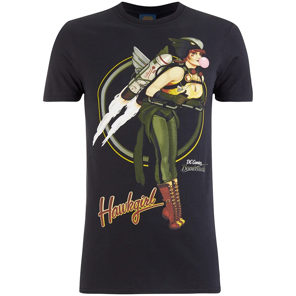 DC Bombshells Hawkgirl Heren T-Shirt - Zwart - S - Zwart Afbeelding 1