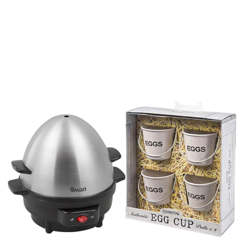 Swan SF21020N Egg Boiler and Poacher & Eddingtons Egg Cup Buckets Bundle Afbeelding 1