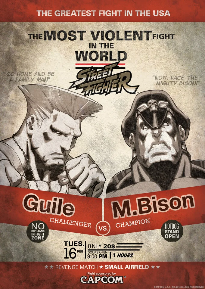 Street Fighter Guile V M.Bison Art Print - 14 x 11 Afbeelding 1