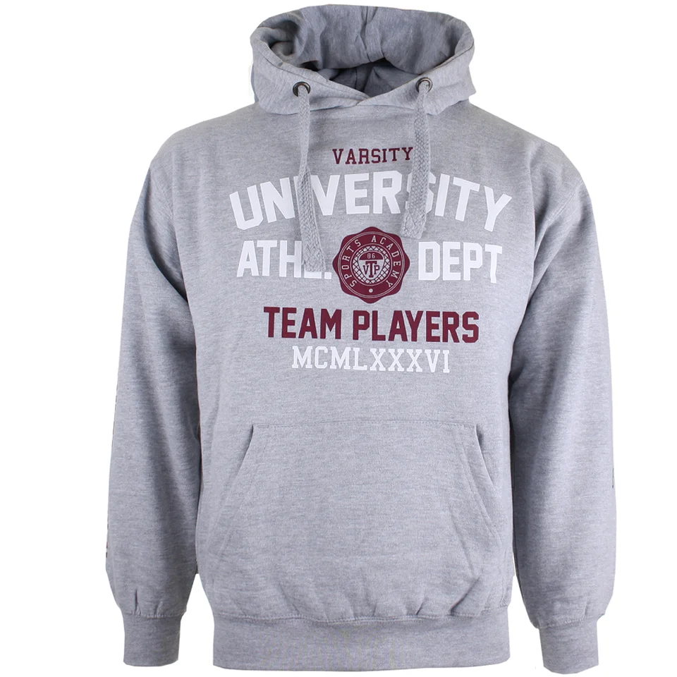 Varsity Team Players Men's University Athletic Hoody - Grey - S - Grijs Afbeelding 1