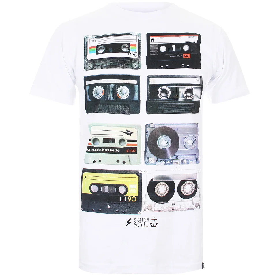 Cotton Soul Men's Retro Tapes T-Shirt - White - S - Wit Afbeelding 1