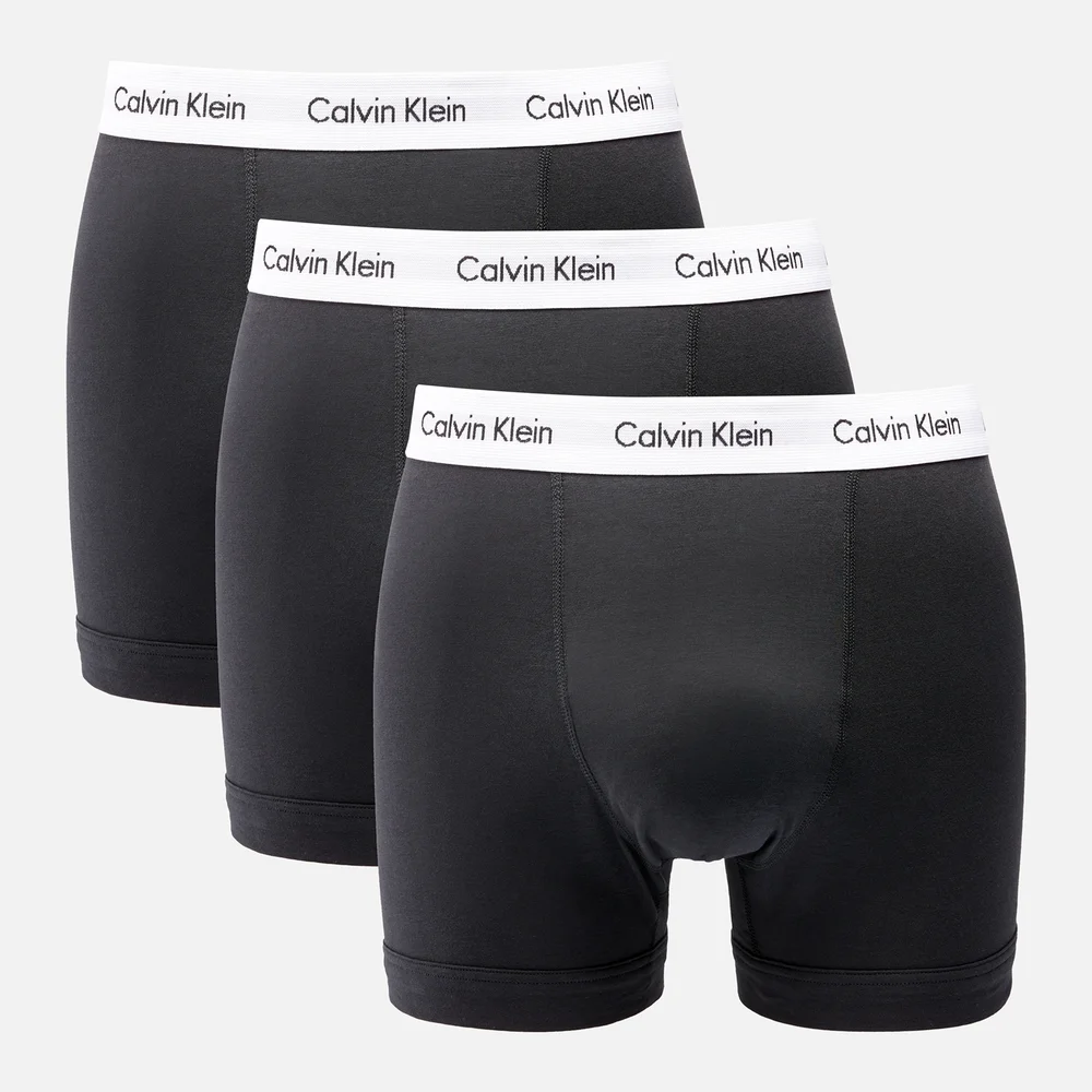 Calvin Klein Men's Cotton Stretch 3-Pack Trunks - Black - S Afbeelding 1