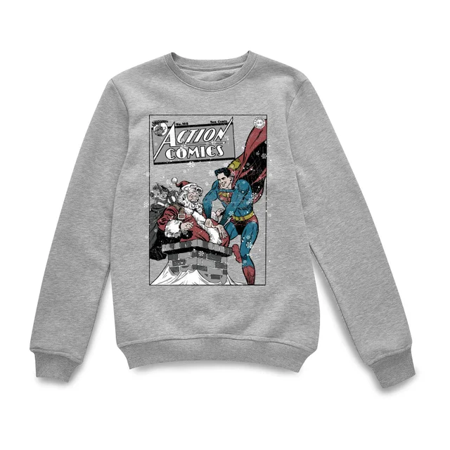 DC Comics Originals Superman met de Kerstman Action Comics Kersttrui - Grijs