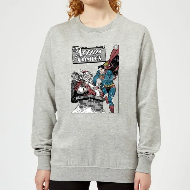 DC Comics Originals Superman met de Kerstman Action Comics Kersttrui - Grijs