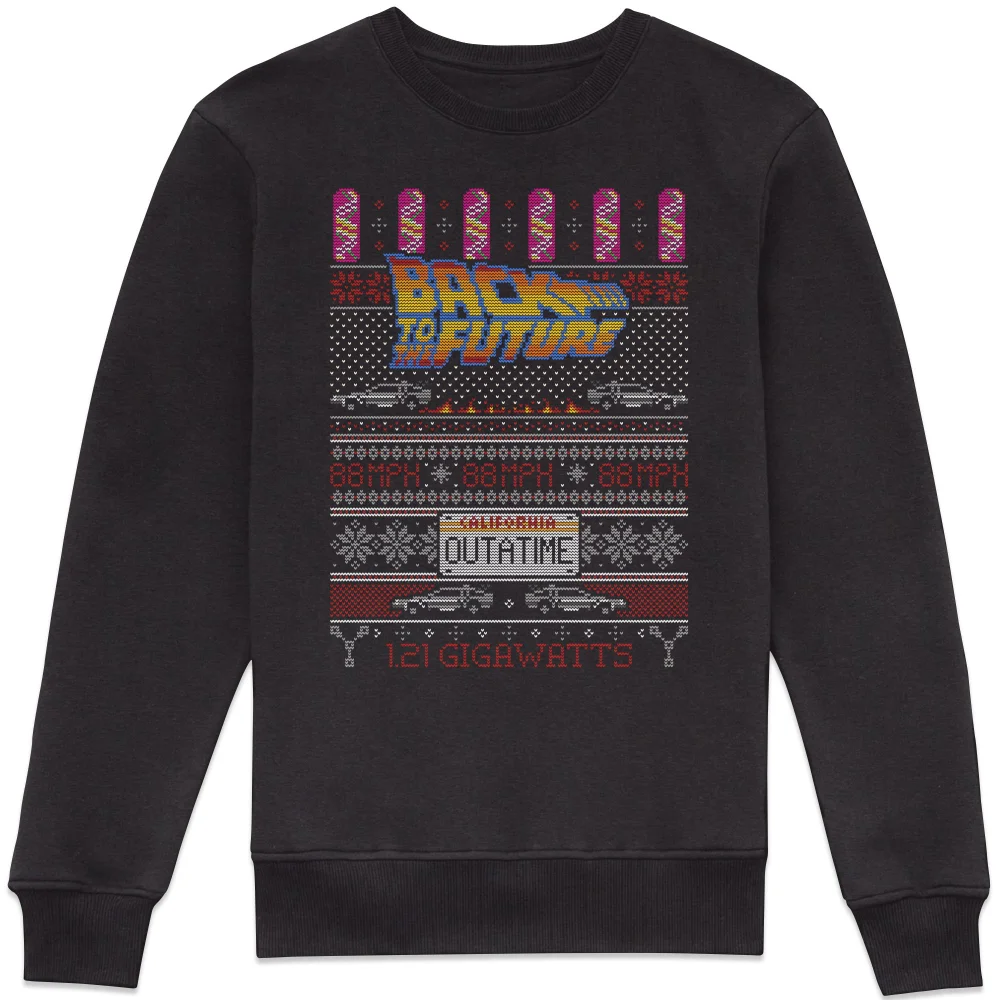 Back to the Future OUTATIME Kersttrui - Zwart - S Afbeelding 1