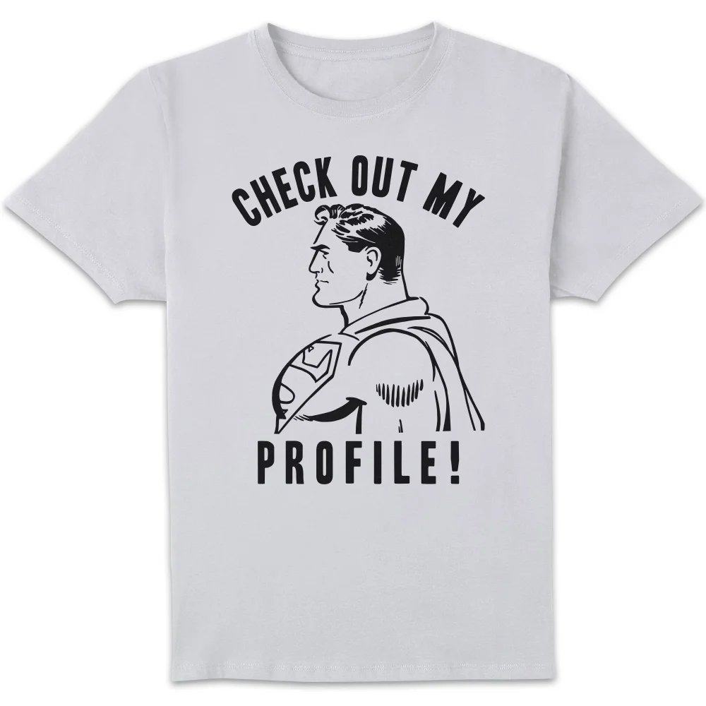 DC Comics Superman Check Out My Profile T-shirt - Wit - S Afbeelding 1