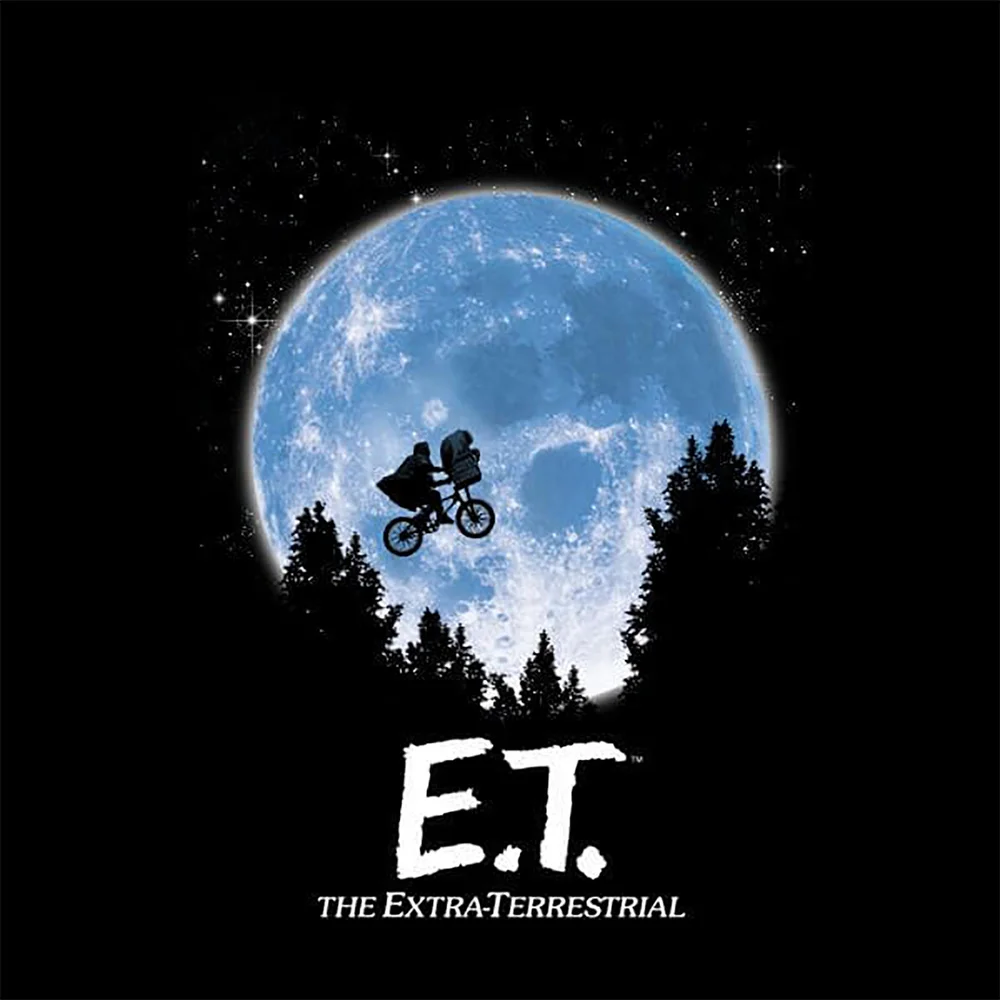E.T. Maan Silhouet Dames T-shirt - Zwart - S Afbeelding 1