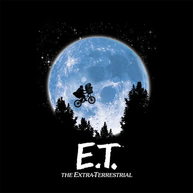 E.T. Maan Silhouet Dames T-shirt - Zwart