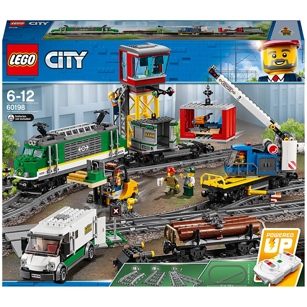 LEGO 60198 City Trains Vrachttrein met Motor, Bouwset met Poppetjes, 3 Wagonnen, Rails voor Kinderen van 6 Jaar en Ouder Afbeelding 1