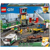 LEGO 60198 City Trains Vrachttrein met Motor, Bouwset met Poppetjes, 3 Wagonnen, Rails voor Kinderen van 6 Jaar en Ouder