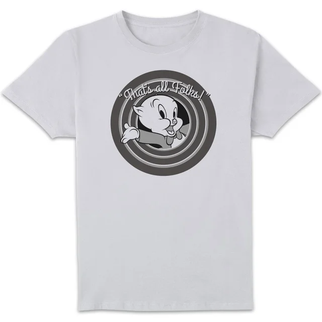 Looney Tunes Porky Pig Circle Logo T-shirt - Wit