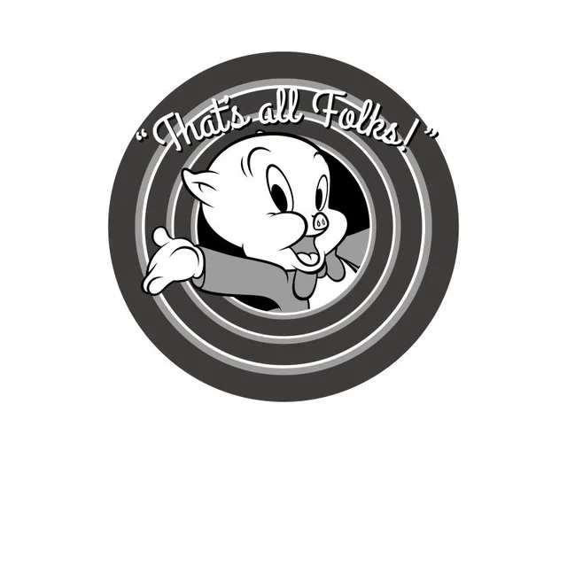 Looney Tunes Porky Pig Circle Logo T-shirt - Wit