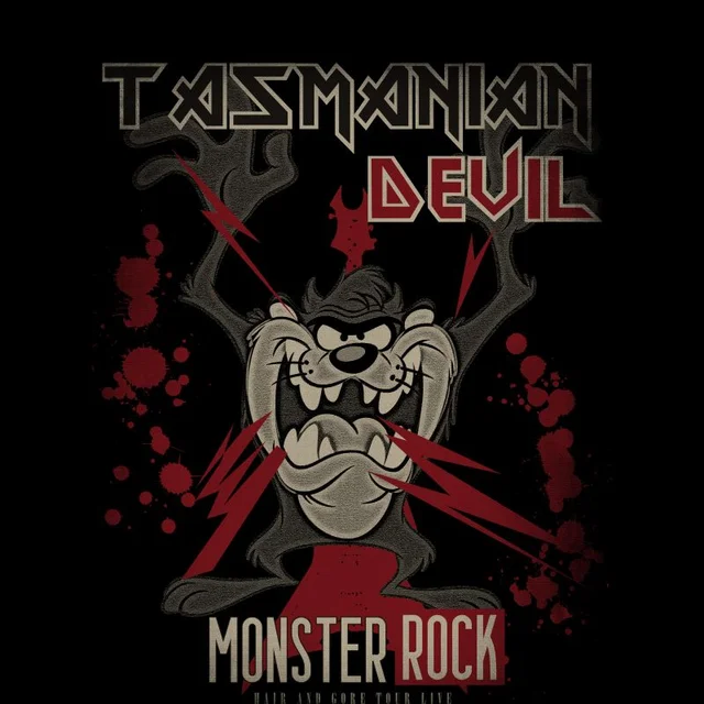 Looney Tunes Tasmanian Devil Monster Rock T-shirt - Zwart