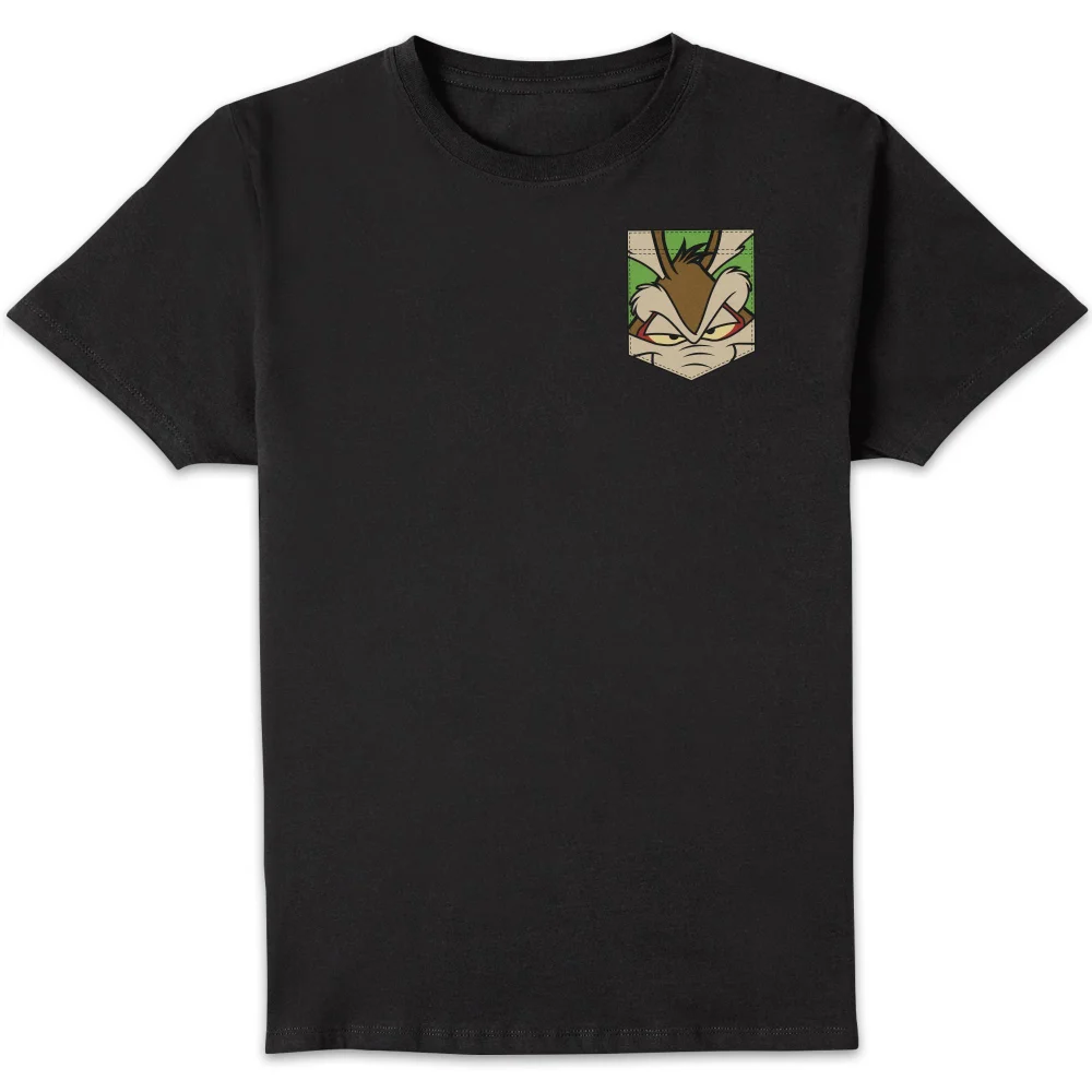 Looney Tunes Wile E Coyote Faux Pocket T-shirt - Zwart - S Afbeelding 1