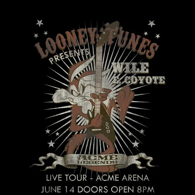 Looney Tunes Wile E Coyote Concert T-shirt - Zwart