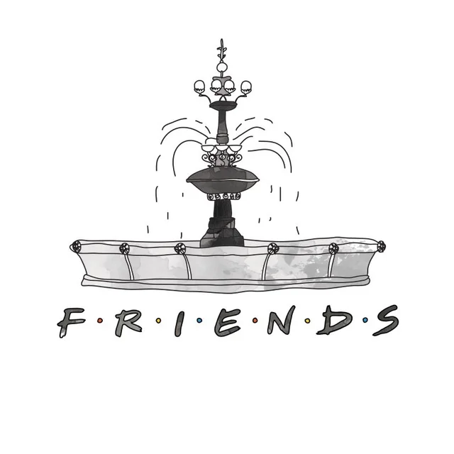 Friends Fountain Sketch t-shirt - Wit