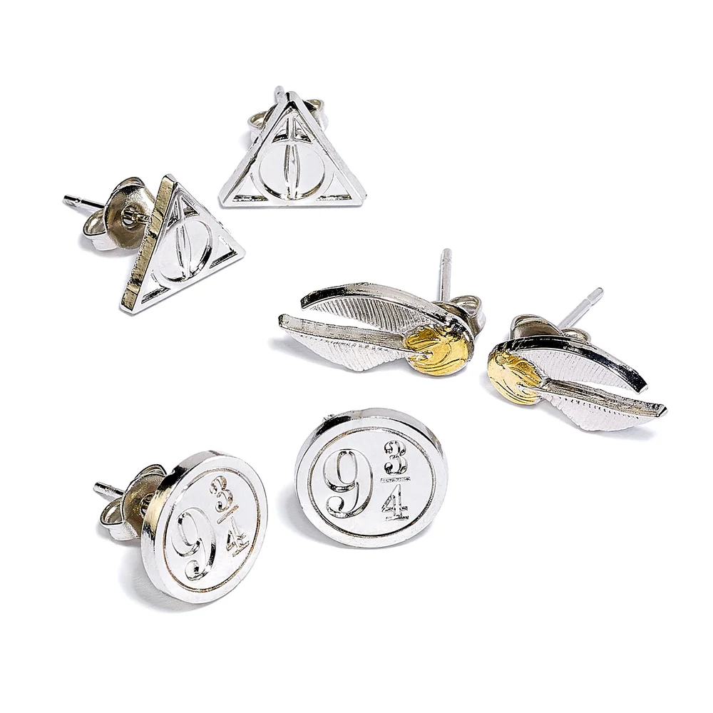 Stud oorbel set Relieken van de Dood / Gouden Snaai / Platform Afbeelding 1