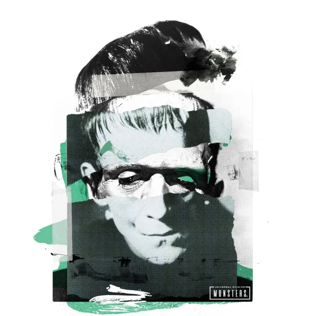 Universal Monsters Frankenstein Collage T-shirt - Wit