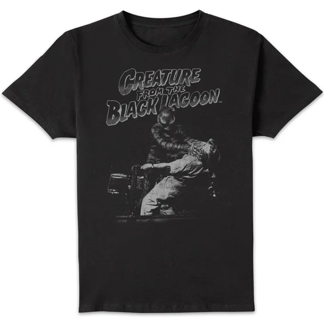 Universal Monsters Creature From The Black Lagoon Black And White T-shirt - Zwart