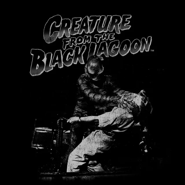 Universal Monsters Creature From The Black Lagoon Black And White T-shirt - Zwart