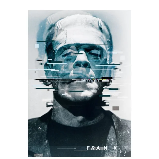 Universal Monsters Frankenstein Glitch T-shirt - Wit
