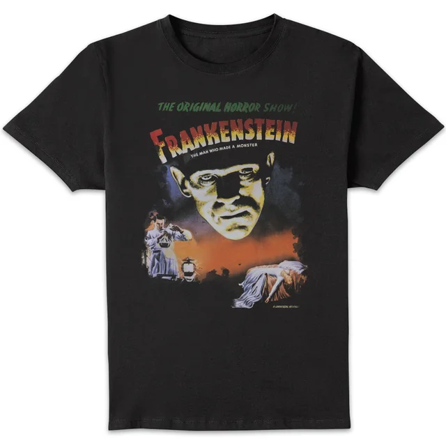 Universal Monsters Frankenstein Vintage Poster T-shirt - Zwart