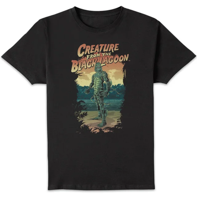Universal Monsters Creature From The Black Lagoon Illustrated T-shirt - Zwart