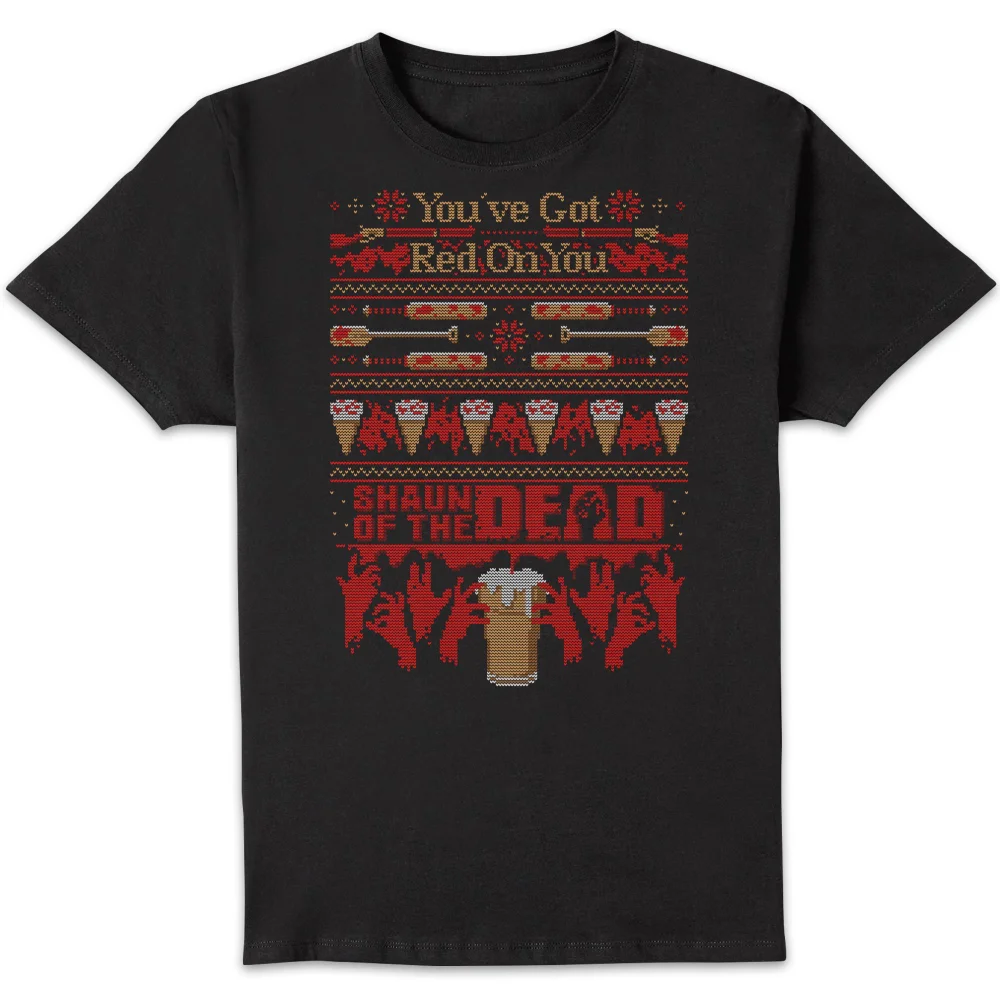 Shaun Of The Dead You've Got Red On You Kerst T-Shirt - Zwart - S Afbeelding 1