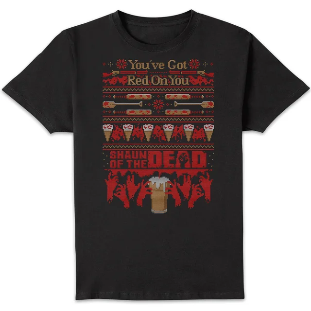 Shaun Of The Dead You've Got Red On You Kerst T-Shirt - Zwart