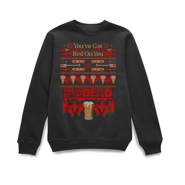 Shaun Of The Dead Youve Got Red On You Kersttrui - Zwart