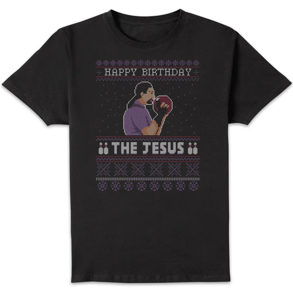 The Big Lebowski Happy Birthday The Jesus Kerst T-Shirt - Zwart - S Afbeelding 1