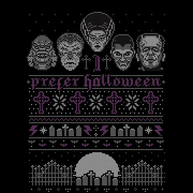 Universal Monsters I Prefer Halloween Kerst T-Shirt - Zwart