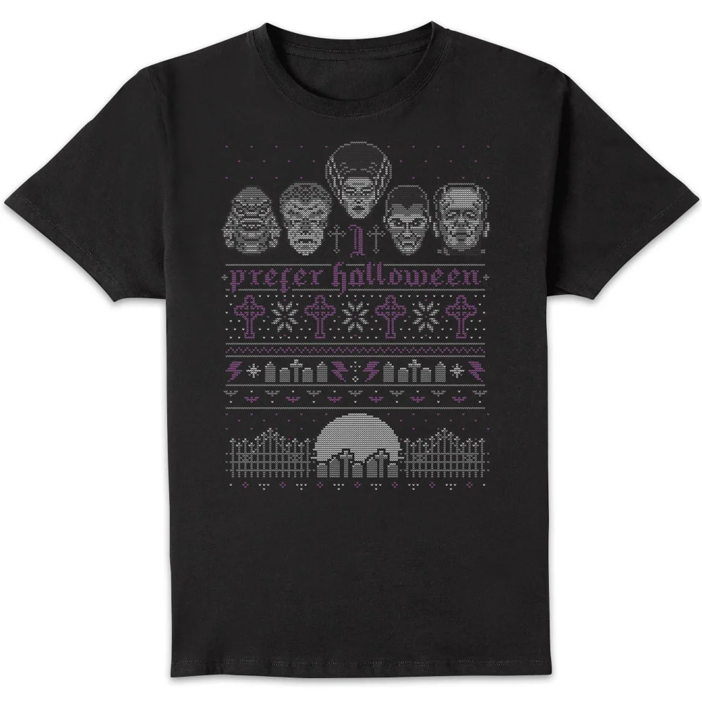 Universal Monsters I Prefer Halloween Kerst T-Shirt - Zwart - S Afbeelding 1