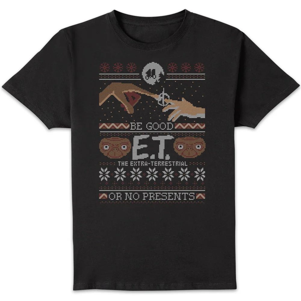 E.T. the Extra-Terrestrial Be Good Or No Presents Kerst T-shirt - Zwart - S Afbeelding 1