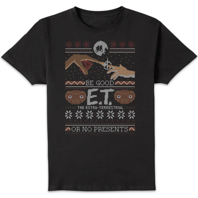 E.T. the Extra-Terrestrial Be Good Or No Presents Kerst T-shirt - Zwart