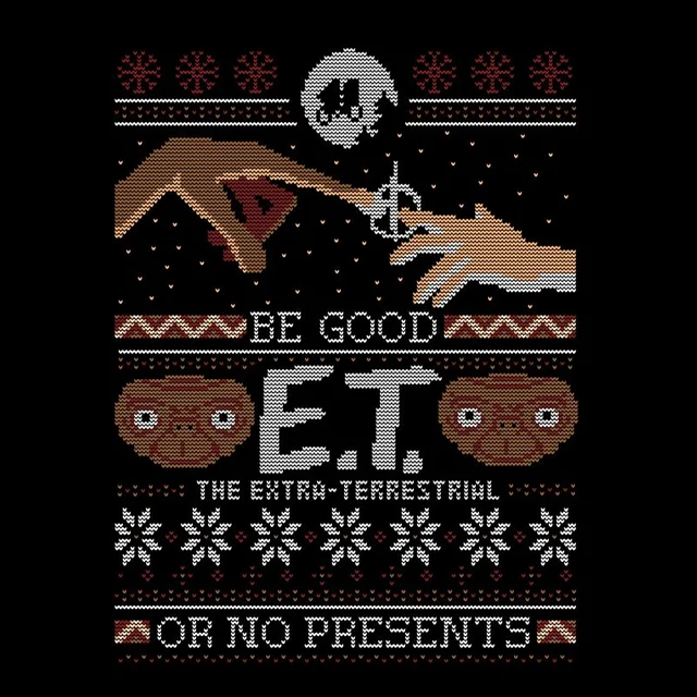 E.T. the Extra-Terrestrial Be Good Or No Presents Kerst T-shirt - Zwart
