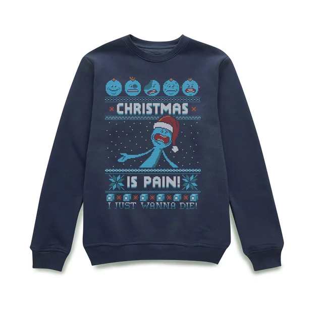 Rick and Morty Kerstmis Mr Meeseeks Pain Trui - Navy