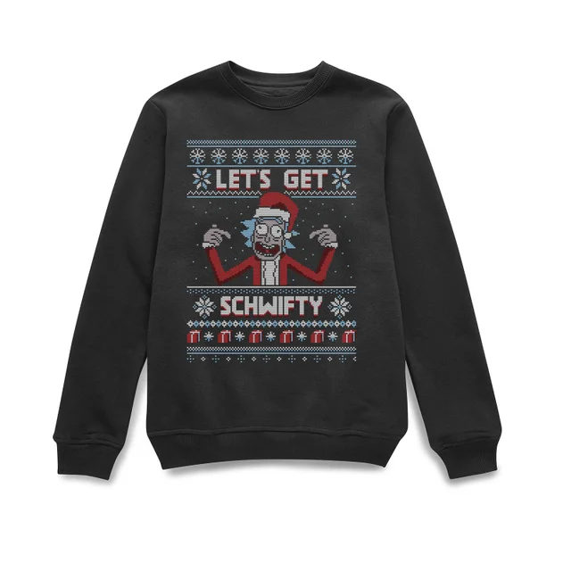 Rick and Morty Kerstmis Lets Get Schwifty Trui - Zwart