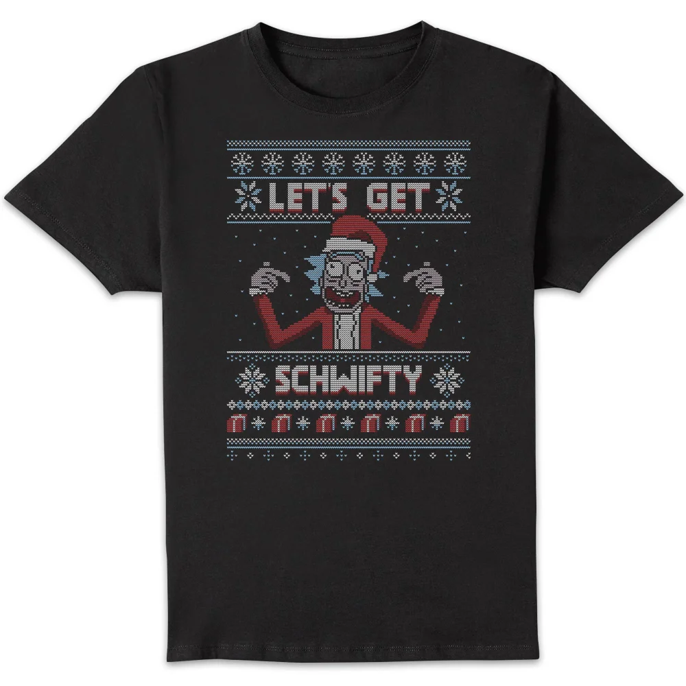 Rick and Morty Kerstmis Lets Get Schwifty T-Shirt - Zwart - S Afbeelding 1