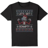 Rick and Morty Kerstmis Lets Get Schwifty T-Shirt - Zwart