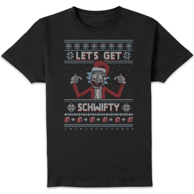 Rick and Morty Kerstmis Lets Get Schwifty T-Shirt - Zwart