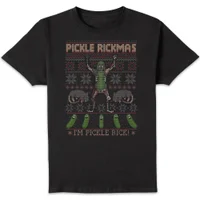Rick and Morty Pickle Rick Men's Christmas T-Shirt - Black